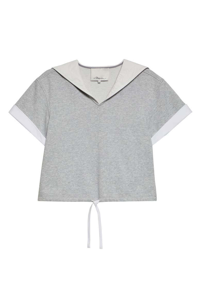 3.1 Phillip Lim French Terry Sailor Top, Alternate, color, Light Grey Melange-White