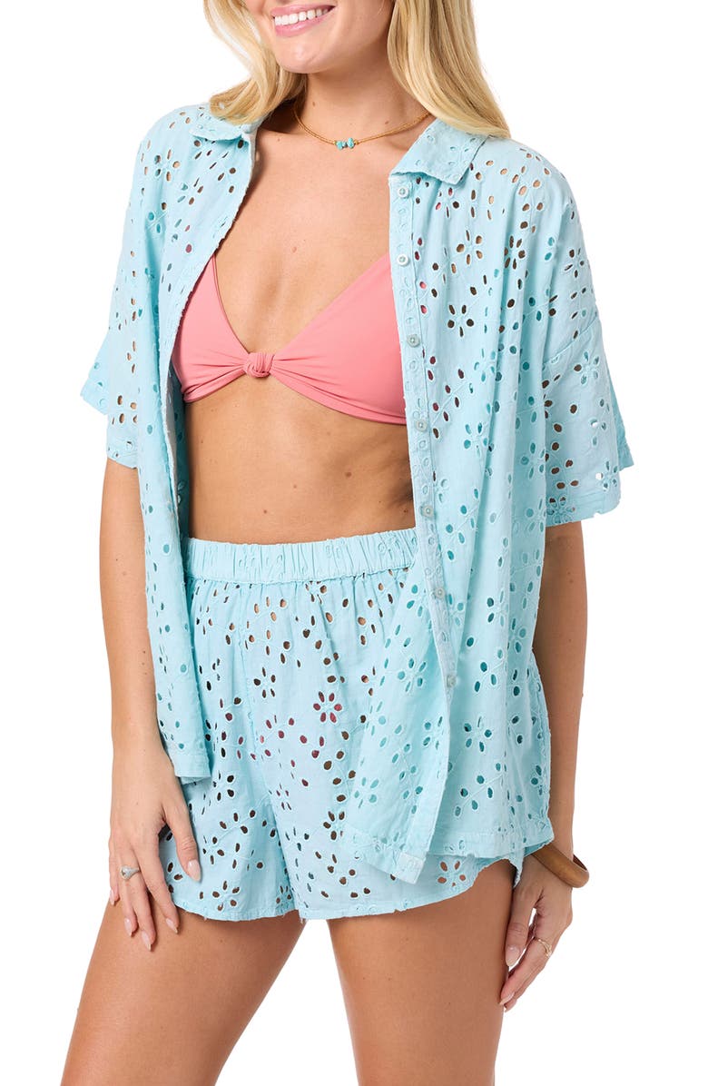 O'Neill Jenna Cotton Eyelet Cover-Up Shirt, Alternate, color, Stratosphere