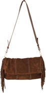 Carlos Falchi Fringe Suede Crossbody Messenger Bag