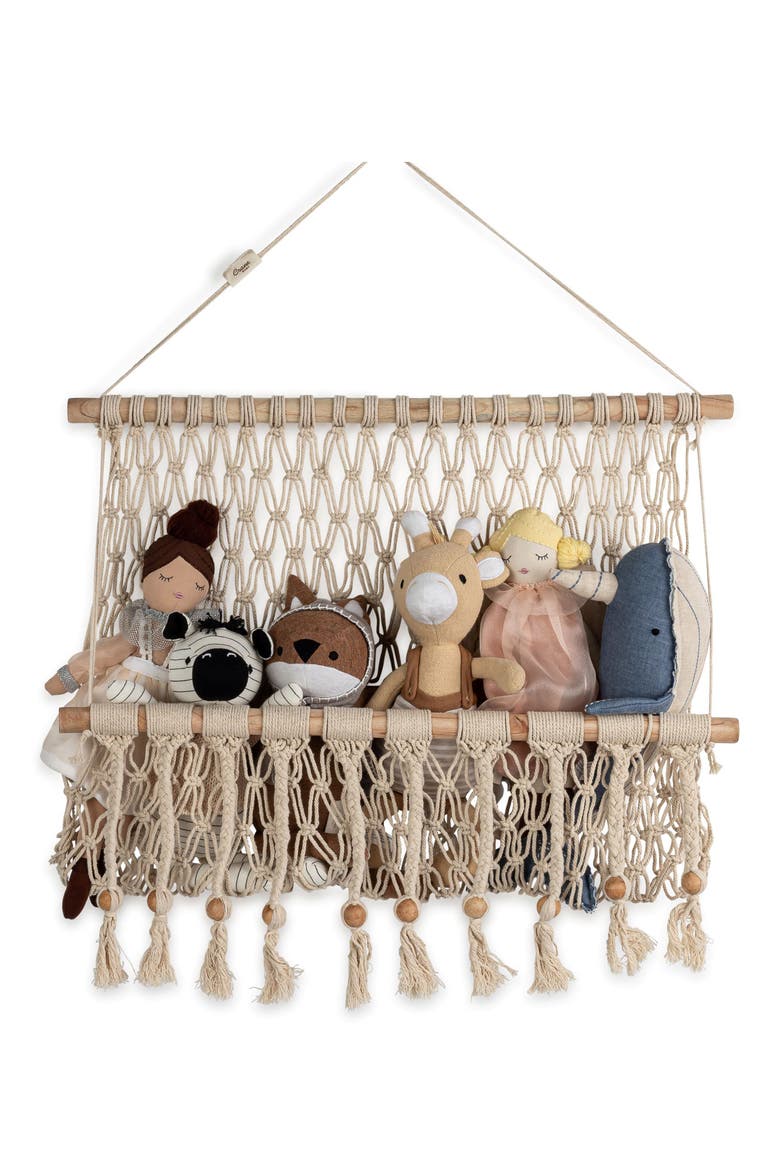 Willow Macramé Storage Wall Decor, Main, color, BEIGE