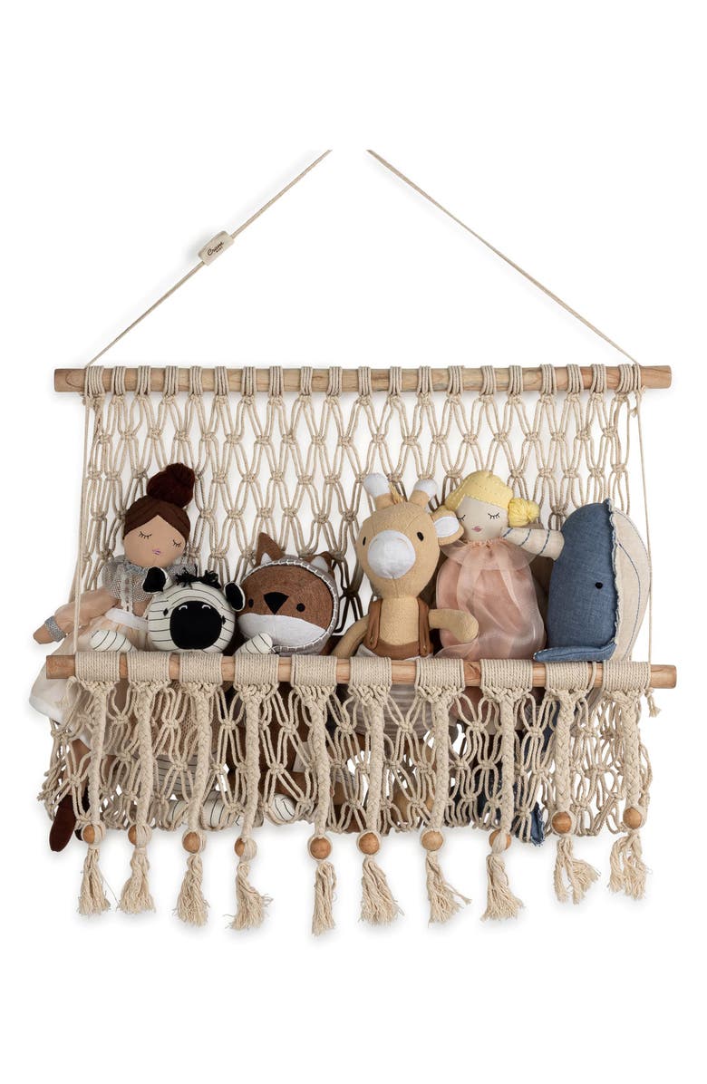 CRANE BABY Willow Macramé Storage Wall Decor, Main, color,