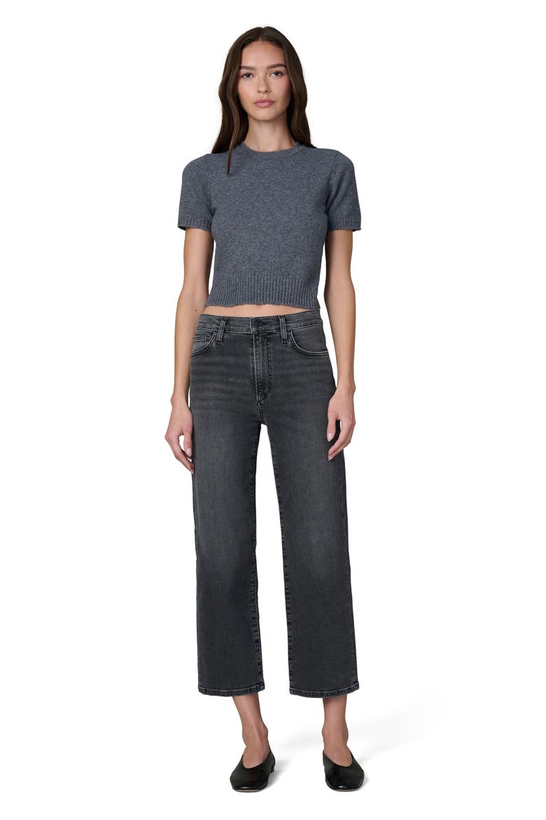 The Steph Shrunken Short Sleeve Sweater, Alternate, color, CHARCOAL