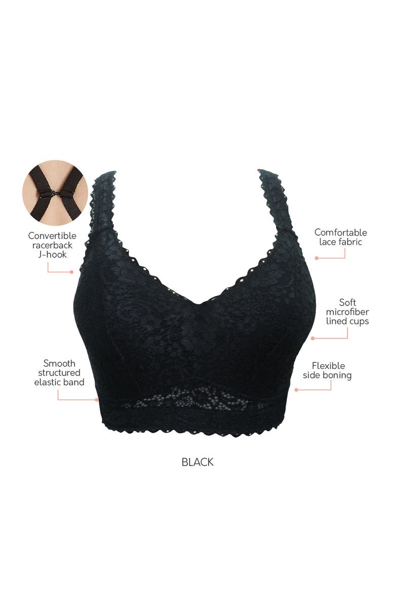 Parfait Adriana Wire-Free Lace Bralette, Alternate, color, Black