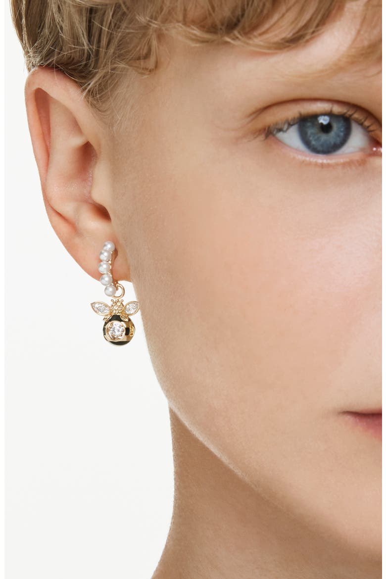 Idyllia Faux Pearl Bee Drop Earrings, Alternate, color, GOLD/ MULTI