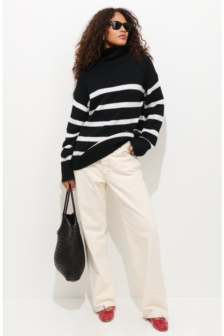 Nottinghill Turtleneck Wool Blend Sweater, Alternate, color, BLACK / WHITE STRIPE