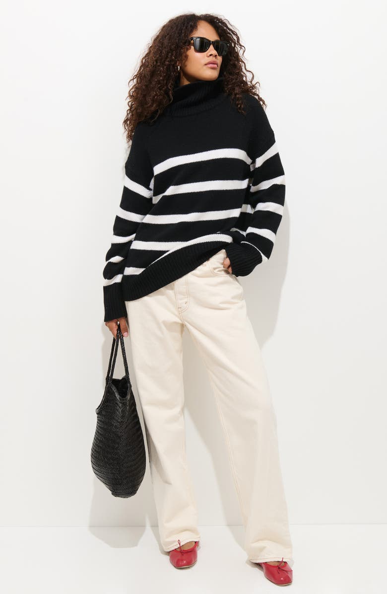 Alex Mill Nottinghill Turtleneck Wool Blend Sweater, Alternate, color, Black / White Stripe