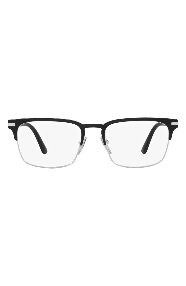 Prada 55mm Rectangular Optical Glasses, Main, color,