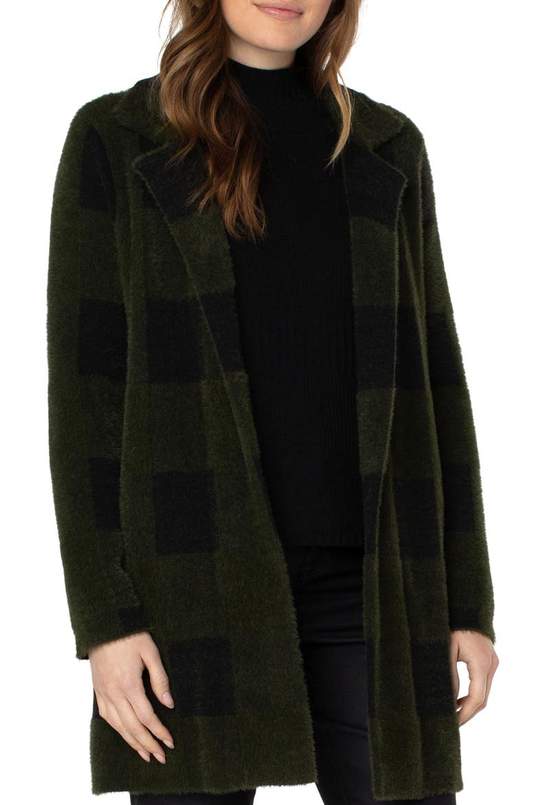 Buffalo Check Open Front Jacket, Alternate, color, GREEN AND BLACK BUFFALO