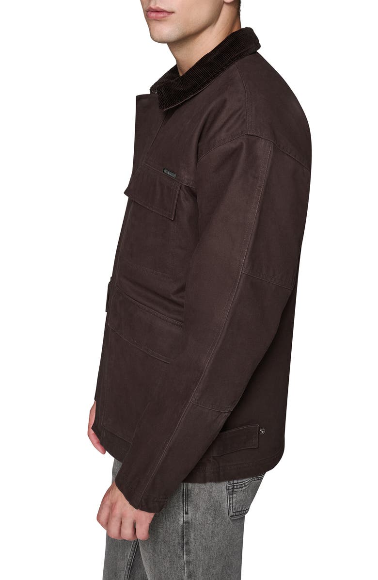 KARL LAGERFELD Waxed Cotton Jacket with Corduroy Collar, Alternate, color, Brown