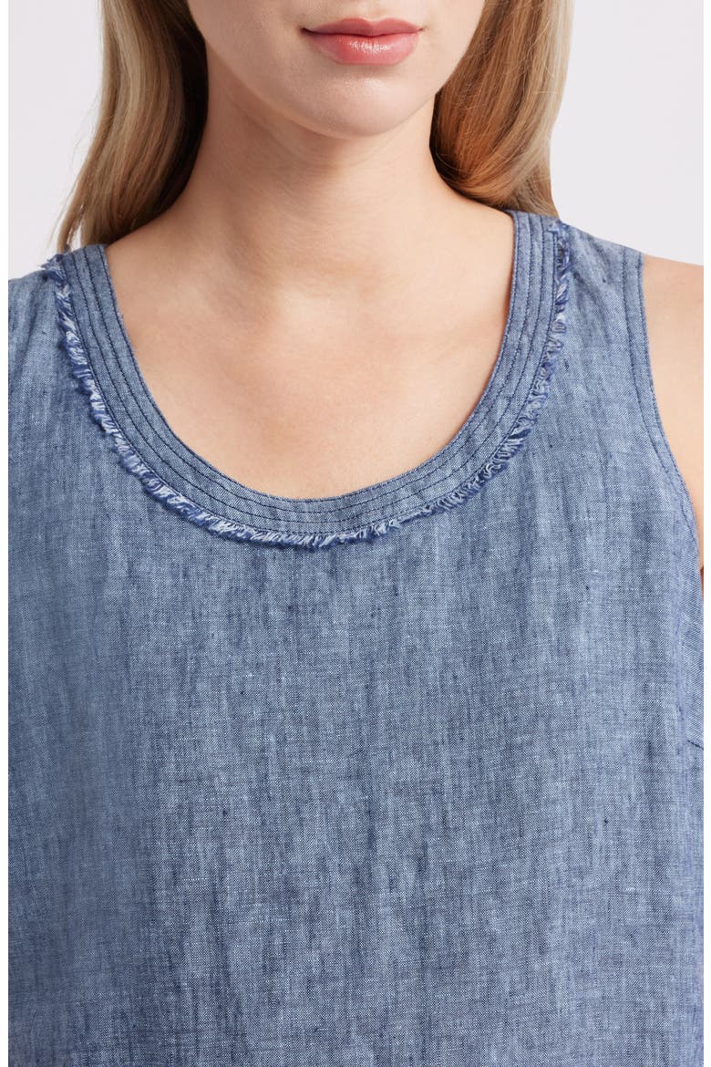 Two Palms Patch Pocket Linen Shift, Alternate, color, COASTLINE