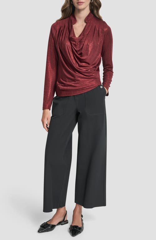 Dkny Heather Foil Drape Top In Burgundy