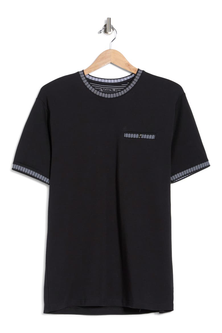 Geometric Tipped Knit T-Shirt, Alternate, color, BLACK