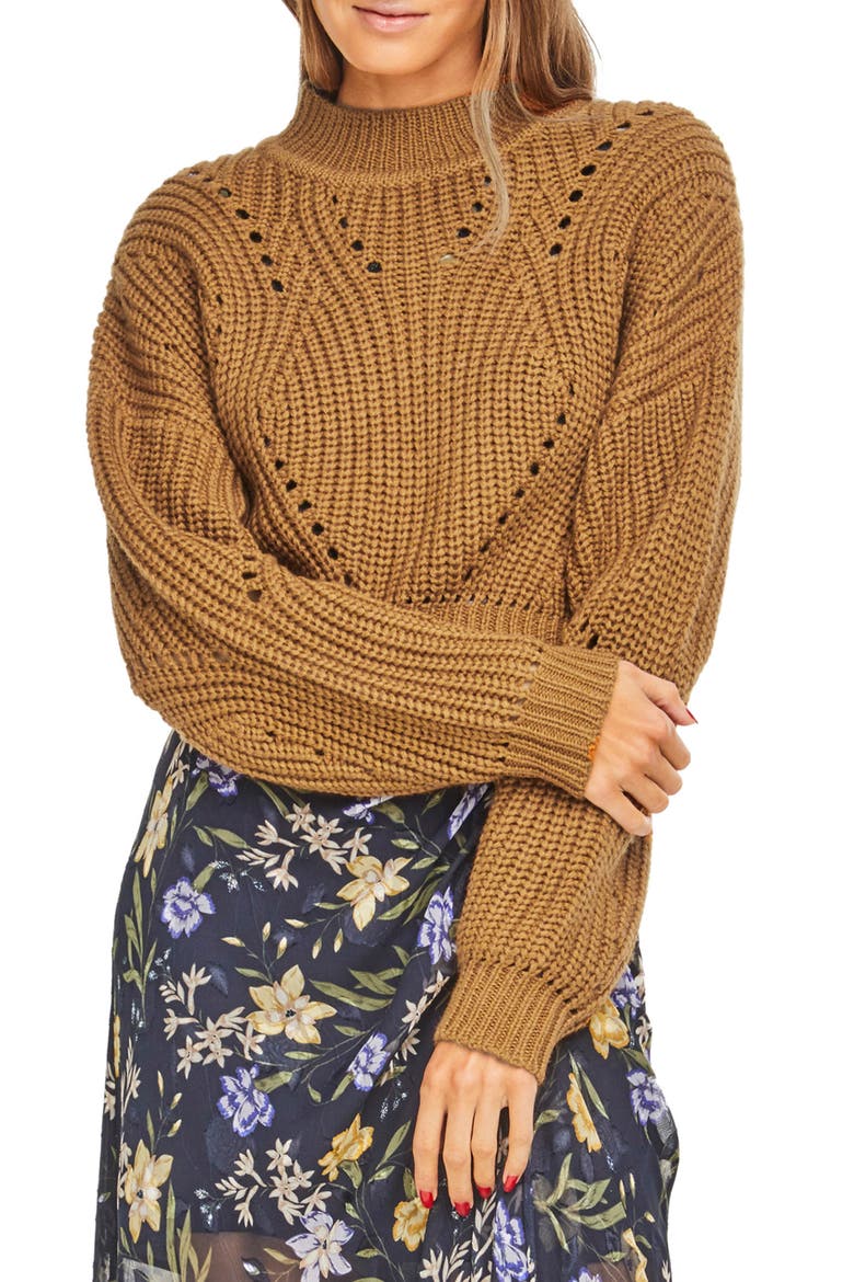 Carly Crop Sweater, Main, color, MUSTARD