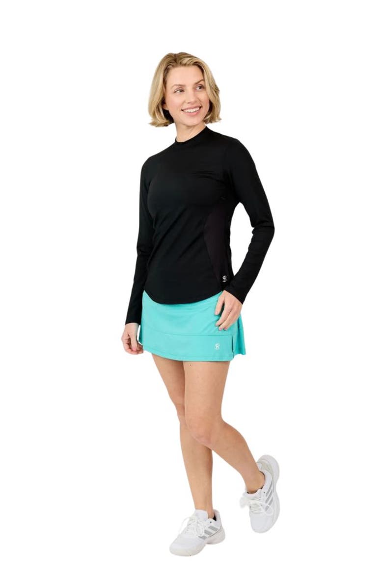 UV Colors Staples Womens Long Sleeve Tennis Shirt, Alternate, color, Black