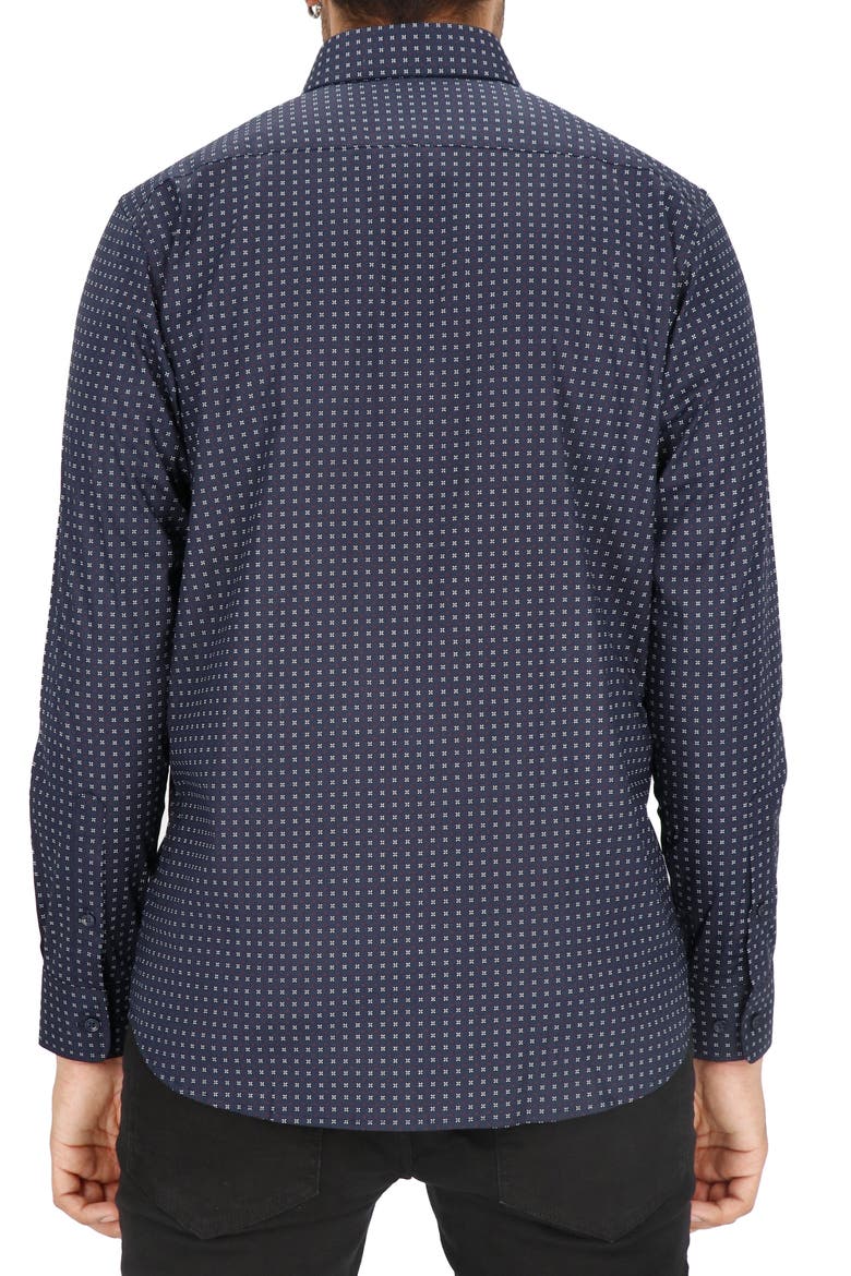Dot Print Modern Fit Dress Shirt, Alternate, color, NAVY