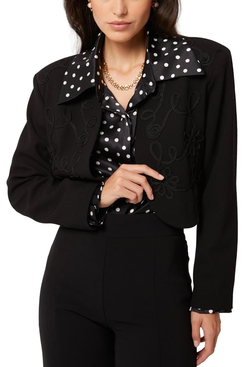 Antonia Silk Dots Blouse, Alternate, color, Black