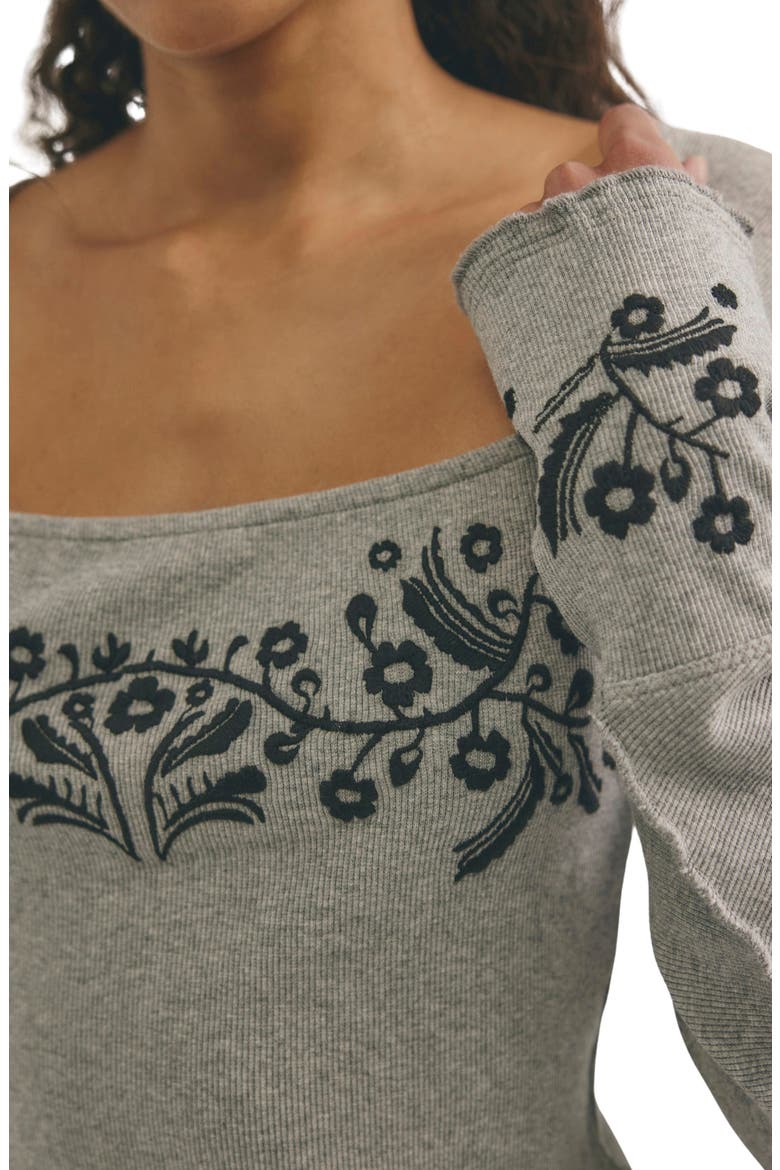 Olivia Embroidered Long Sleeve Tee, Alternate, color, GREY COMBO