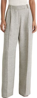 Reiss Ezra Herringbone High Waist Wide Leg Pants