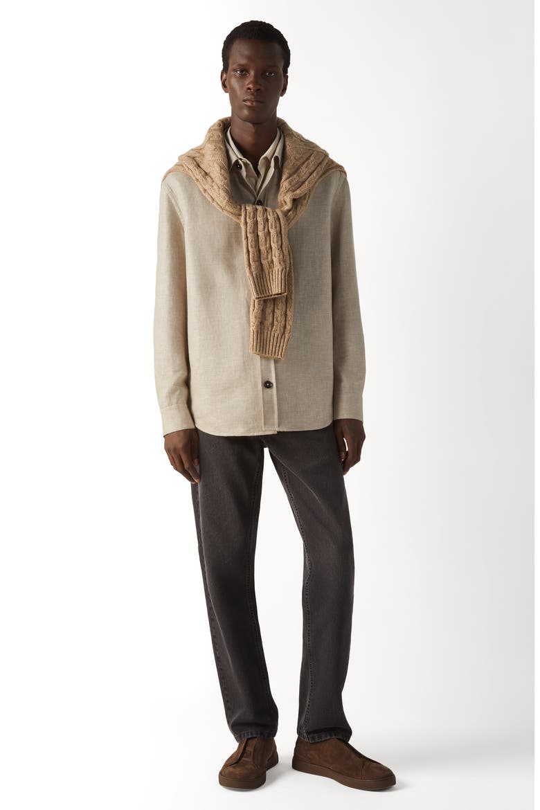 Cashmere, Linen & Silk Overshirt, Alternate, color, BEIGE