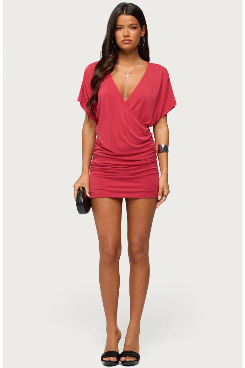 Yaara Wrap Minidress, Alternate, color, RED