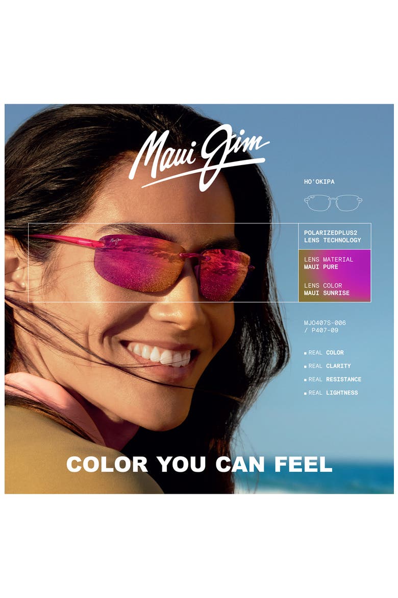 Ho'okipa 64mm Oversize PolarizedPlus2® Rectangular Sunglasses, Alternate, color, SHINY CYCLAMEN PINK