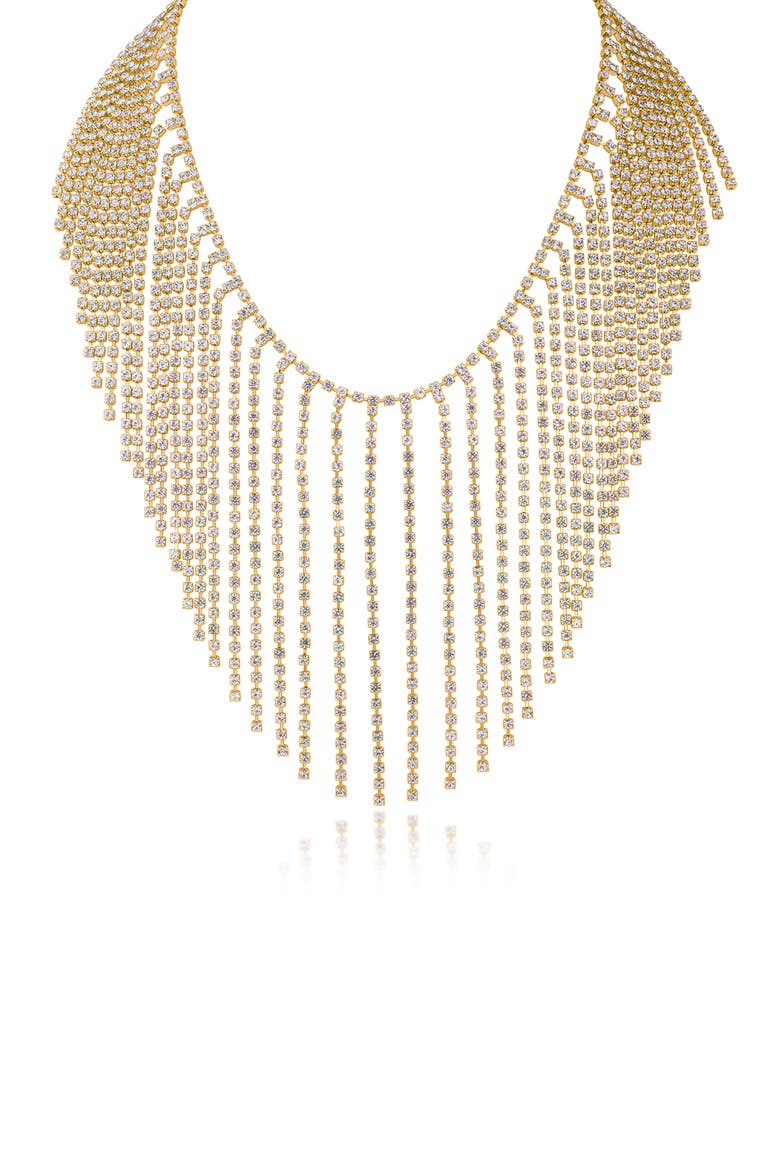 Multistrand Crystal Statement Necklace, Main, color, CLEAR/ GOLD
