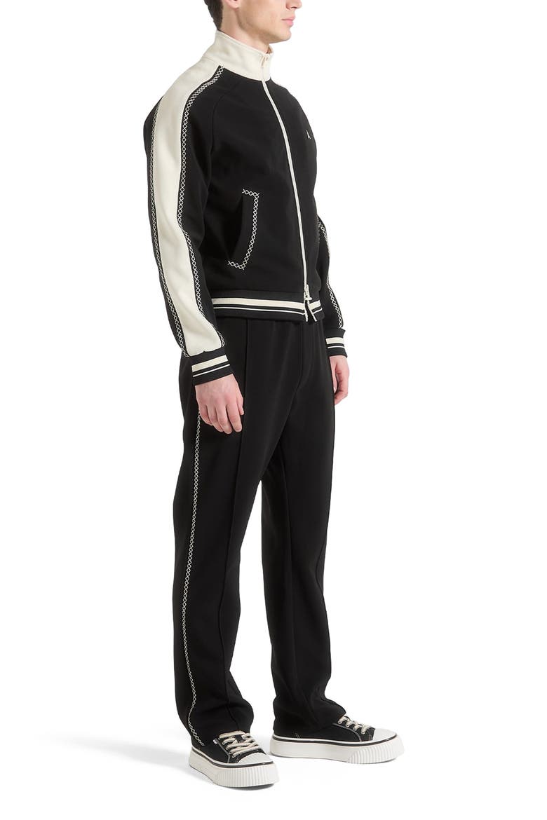 Gael Contrast Whipstitch Relaxed Track Pants, Alternate, color, Black