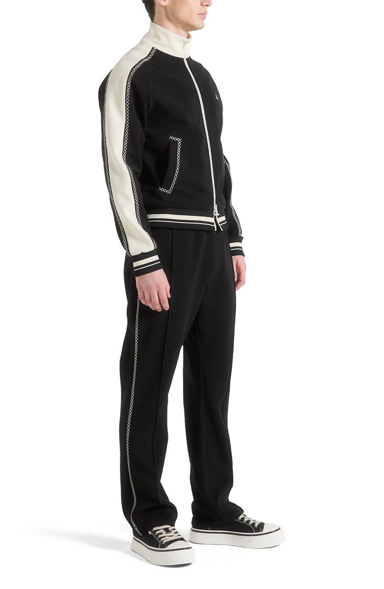 Manière De Voir Gael Contrast Whipstitch Relaxed Track Pants, Alternate, color, Black