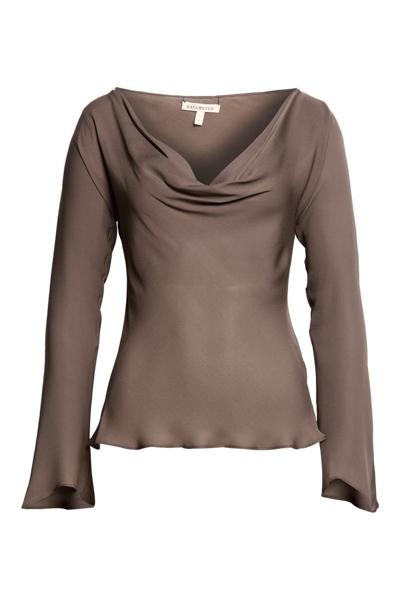 Wilka Cowl Neck Silk Georgette Top, Main, color, GRANITE