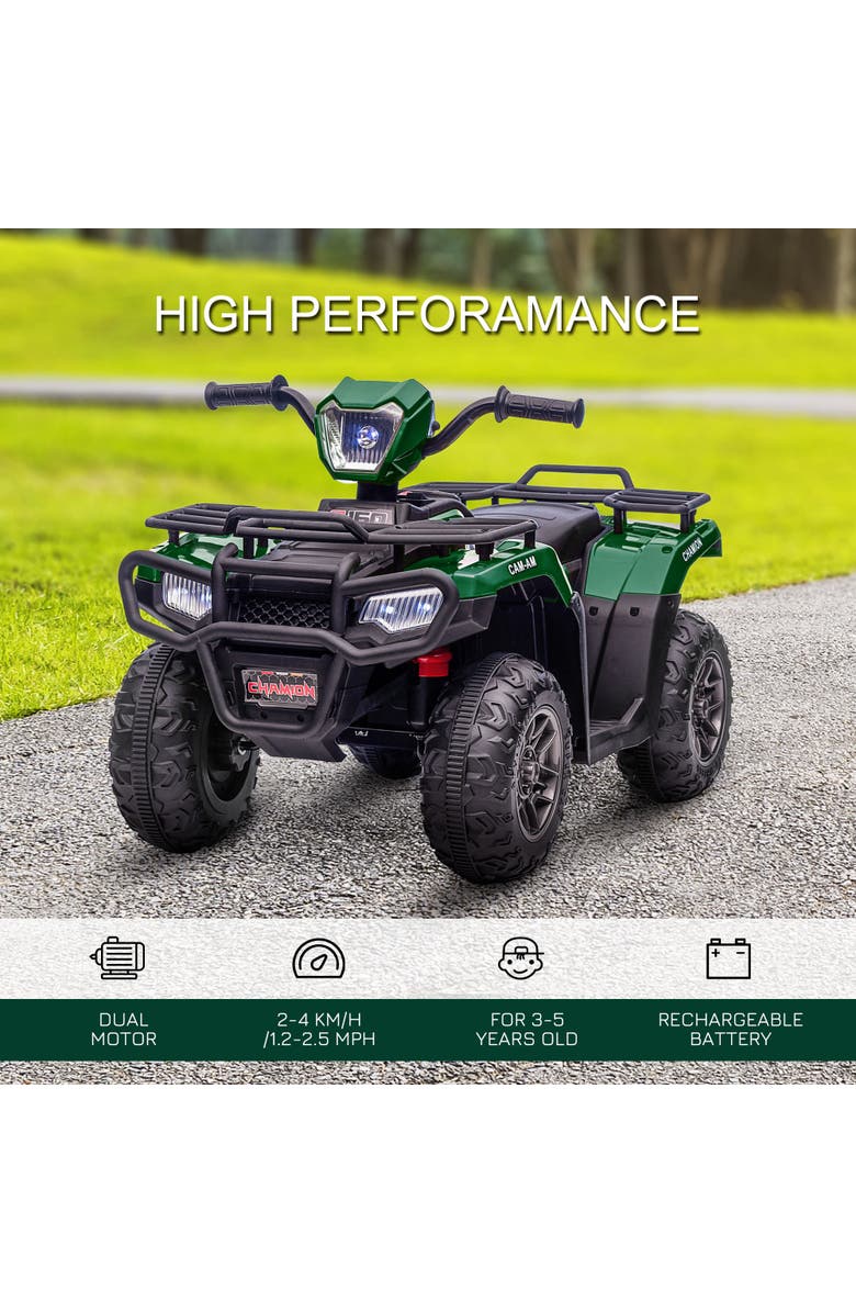 Aosom 12V Kids ATV 4 Wheeler with AUX, USB, Wear-Resistant Tread, Alternate, color, Green
