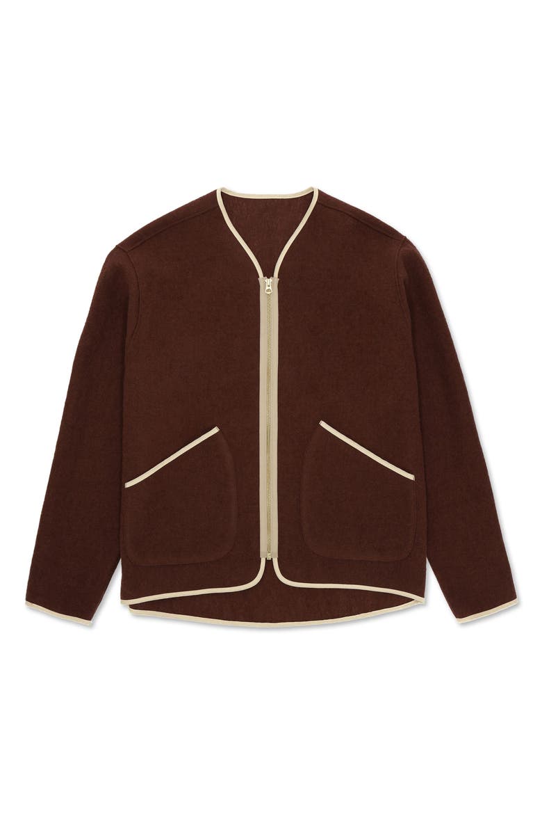Virgin Wool Jacket, Main, color, Brown