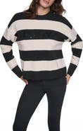 DKNY Sequin Logo Stripe Sweater