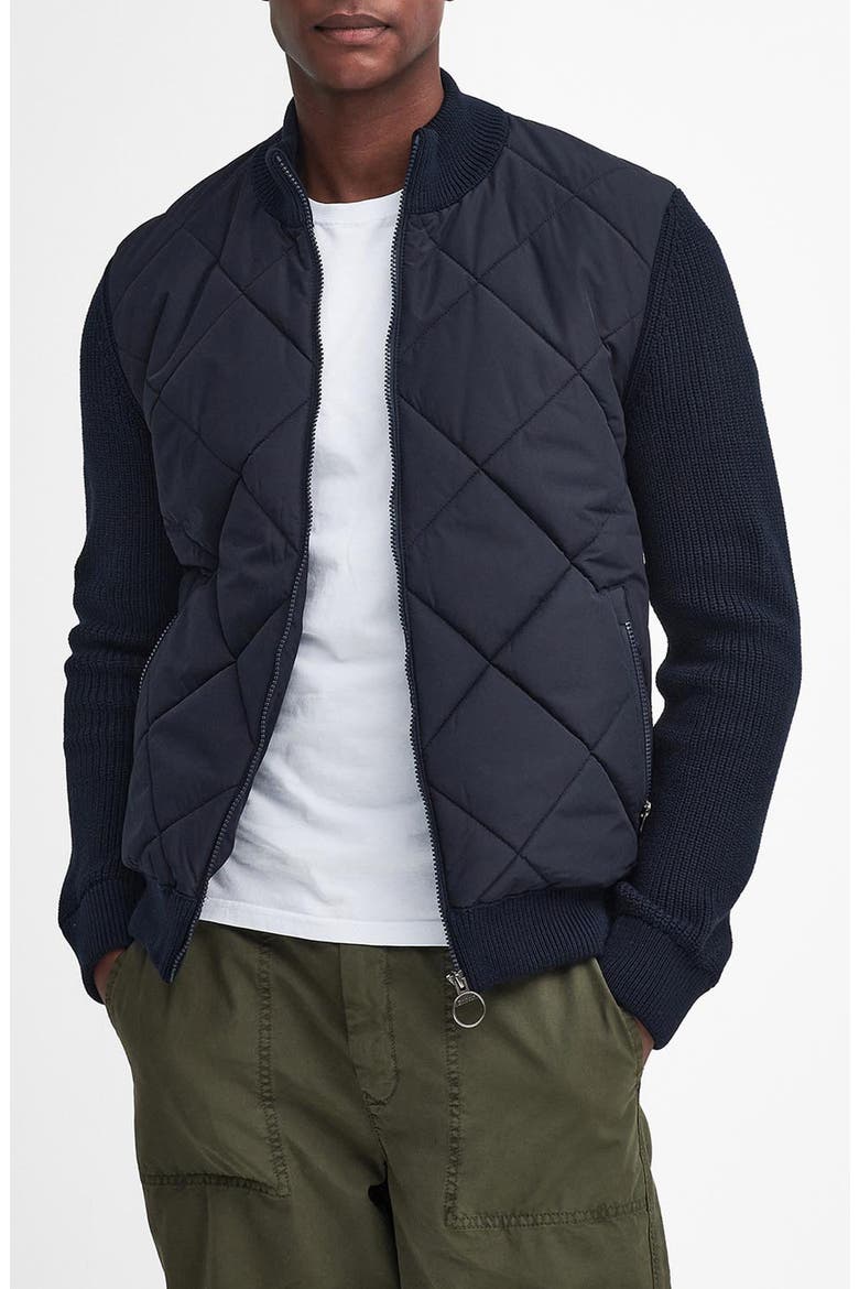 Newland Quilt Front Zip Cardigan, Main, color, NAVY
