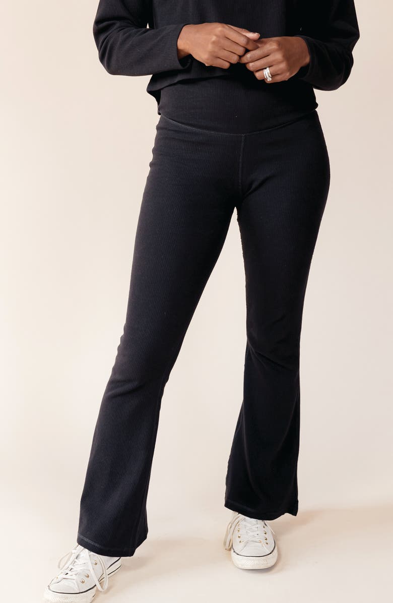 Of an Origin Postpartum, Maternity & Beyond Flex-Fit Ribbed Flare Leggings, Main, color, 