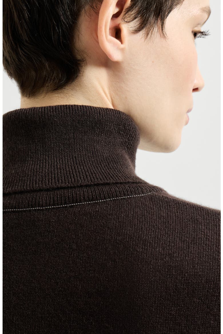 Cashmere turtleneck sweater with monili, Alternate, color, Coffee