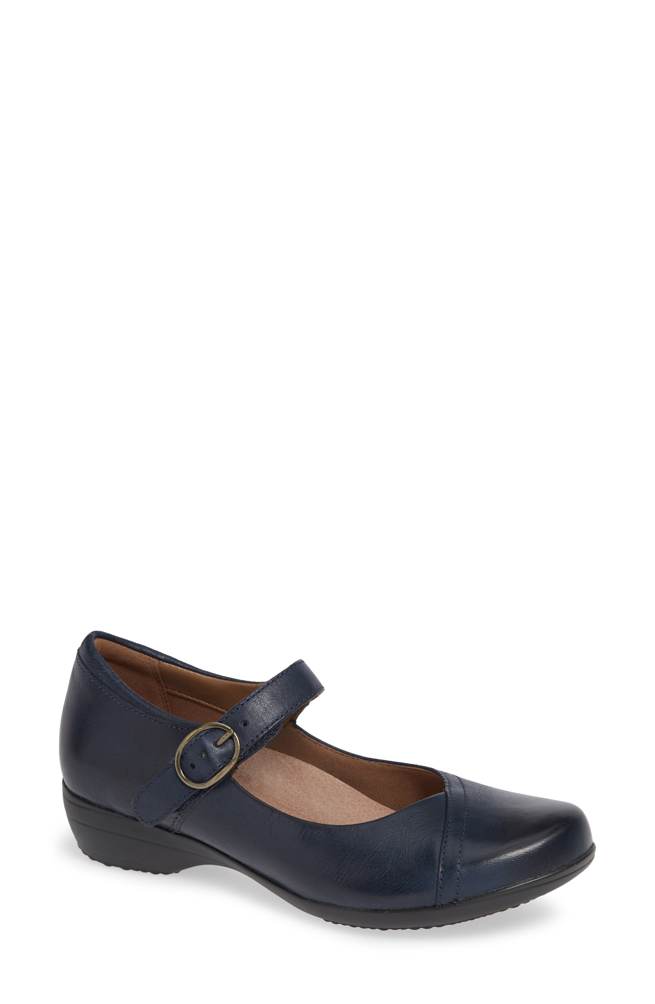 Fawna Mary Jane Flat, Main, color, NAVY BURNISHED LEATHER