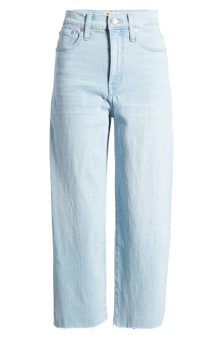 Madewell The Perfect High Waist Raw Hem Wide Leg Crop Jeans, Alternate, color, 
