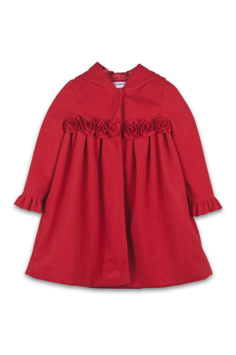 Kids' Rosette Hooded Coat, Main, color, RED