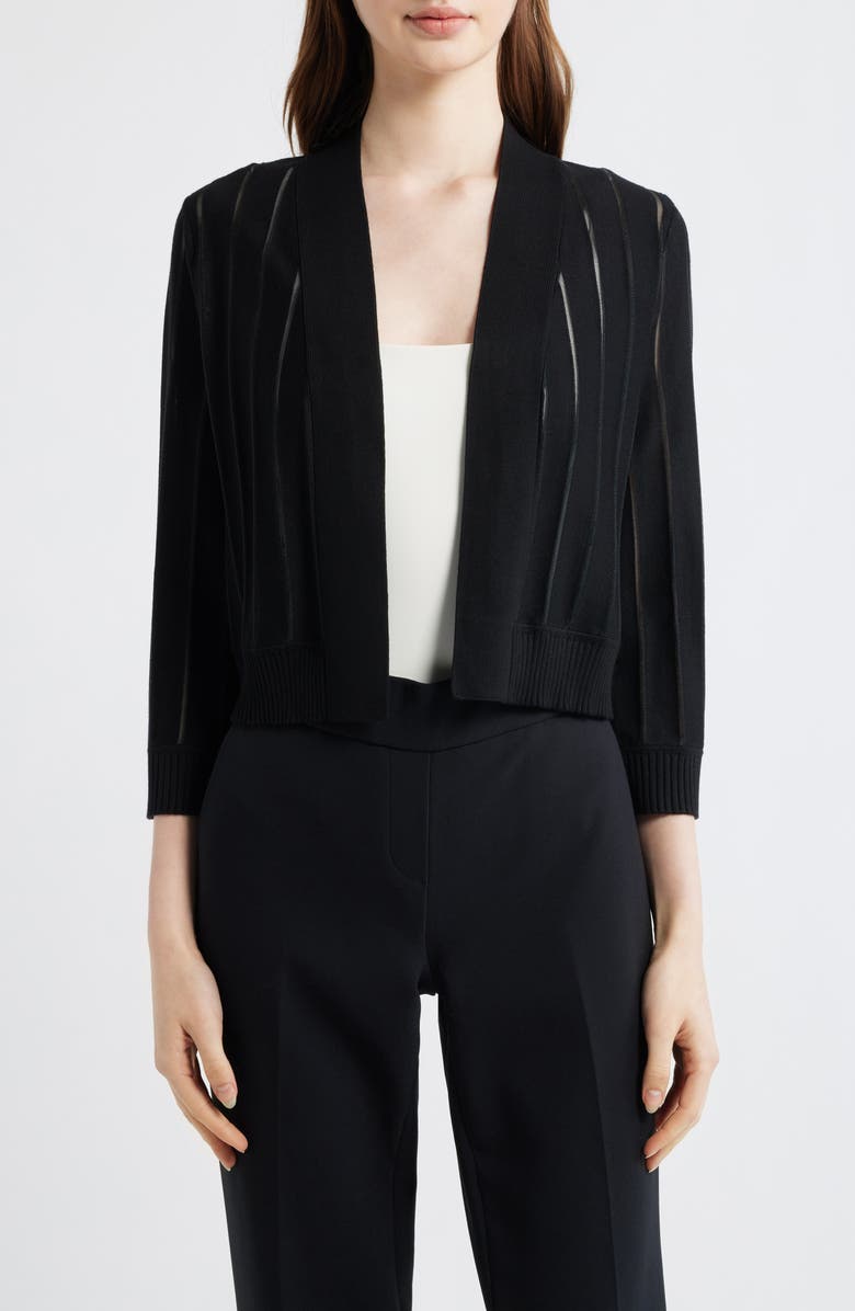 Anne Klein Sheer Stripe Shrug, Main, color, Anne Black