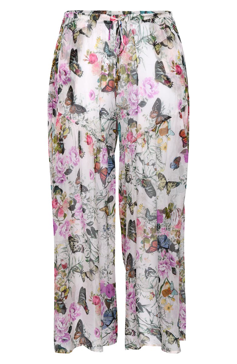 L'AGENCE Sharon Butterfly Print Wide Leg Cover-Up Pants, Alternate, color, 