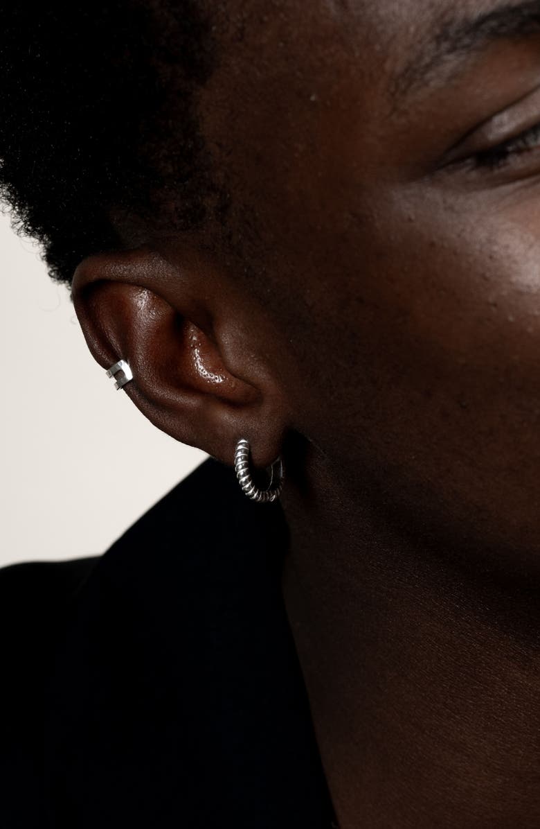 Dower & Hall Men's Small Twist Hoops, Alternate, color, Sterling Silver