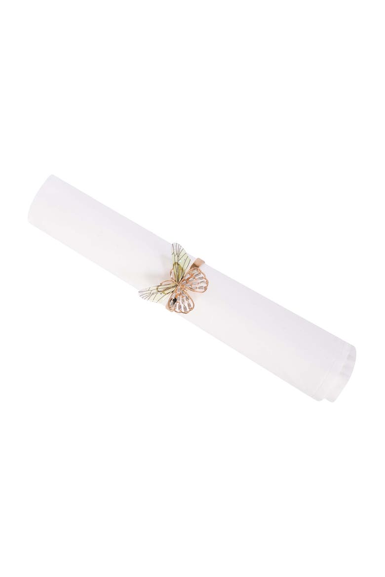 Crystal Butterfly Tabletop Napkin Rings Set of 4, Alternate, color, Gold