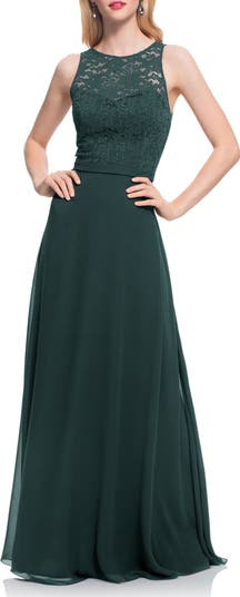 Levkoff Lace Bodice Chiffon A Line Gown Nordstrom