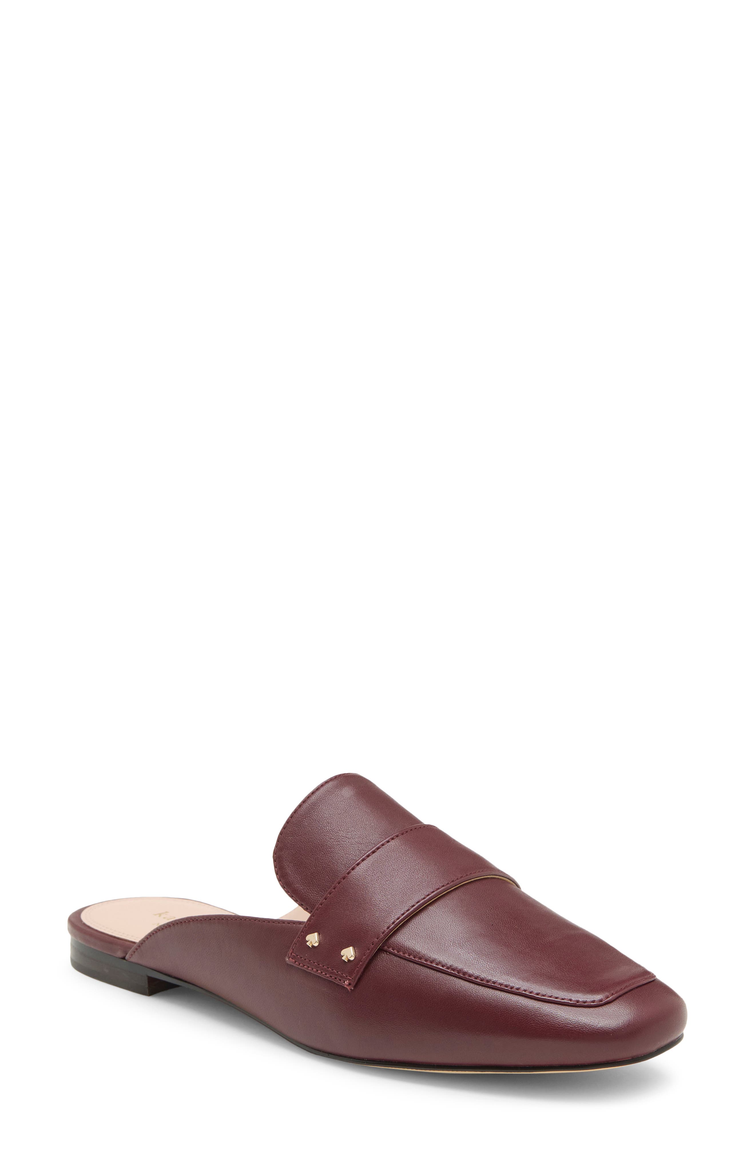 Villa Leather Flat Mule, Main, color, DARK MERLOT