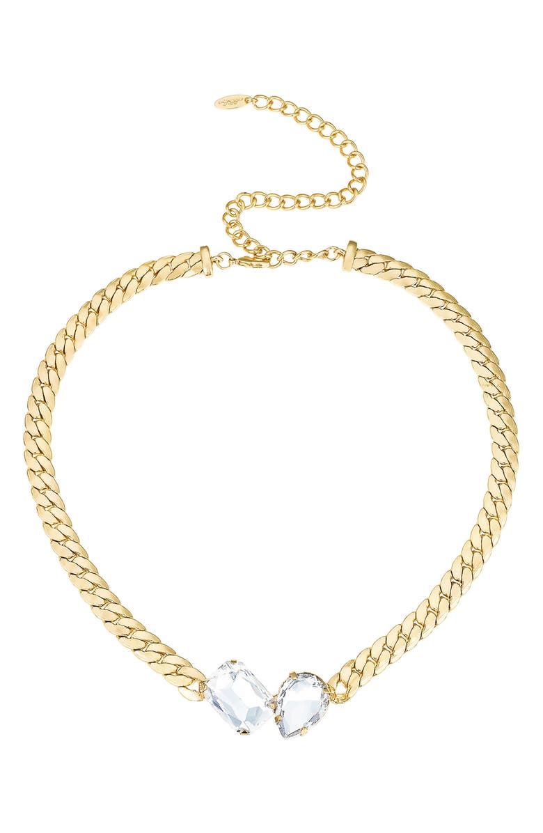 Ettika Crystal Collar Necklace, Main, color, Gold