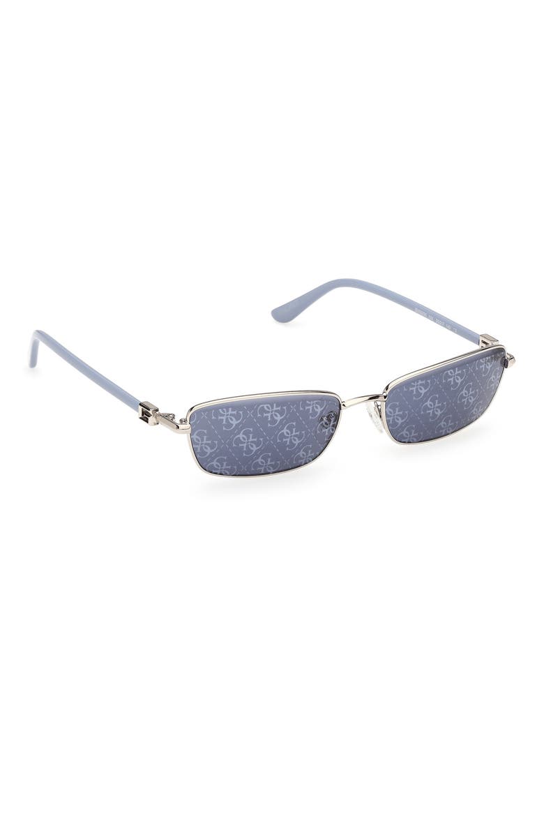 Rectangular Sunglasses, Alternate, color, NICKELTIN / BLUE MIRROR
