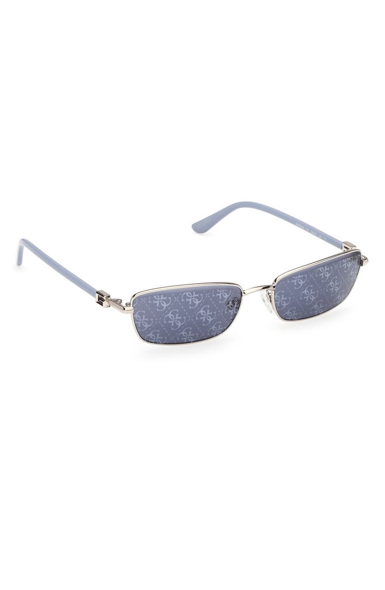 GUESS Rectangular Sunglasses, Alternate, color, Nickeltin / Blue Mirror