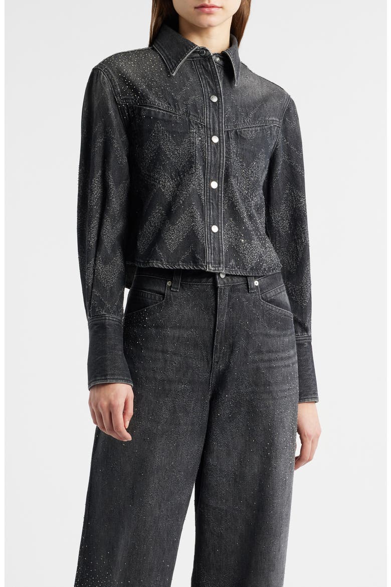 Crop Denim Jacket, Main, color, BLACK