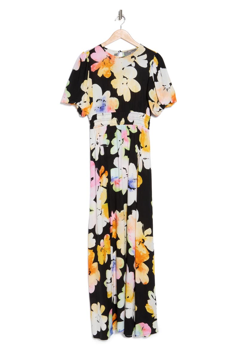 Ophelia Puff Sleeve Maxi Dress, Alternate, color, BLURRED WATER FLOWER