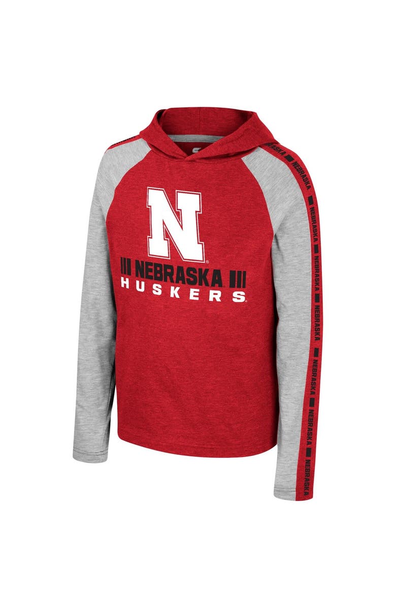 COLOSSEUM Youth Colosseum Scarlet Nebraska Huskers Ned Raglan Long Sleeve Hooded T-Shirt, Alternate, color, 